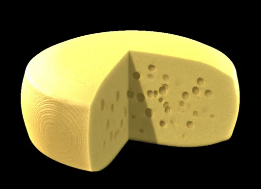 Rendering of a cheese wheel in VGSTUDIO MAX