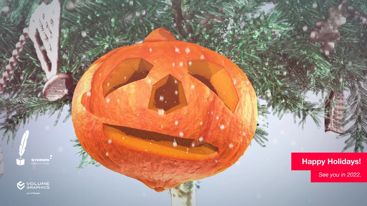 HD wallpaper with carved pumpkin on a Christmas tree