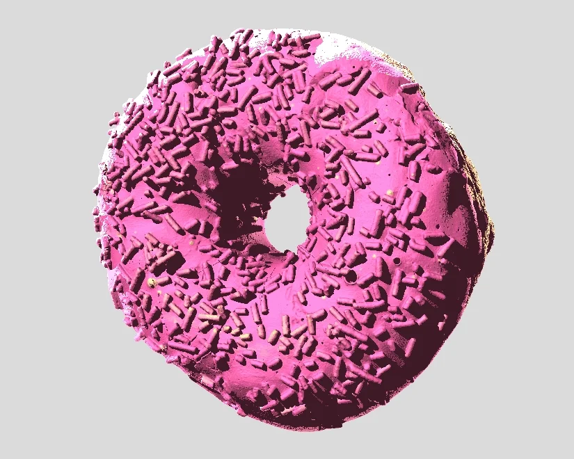 Animation of the cutting a donut in six pieces