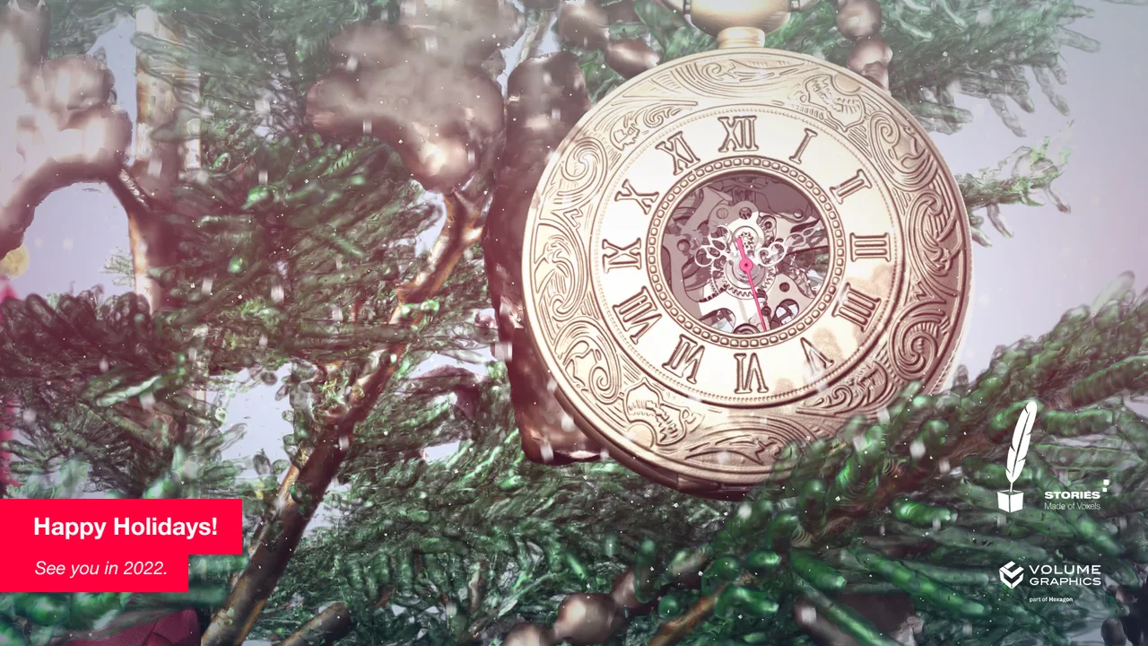 HD wallpaper with a pocket watch on a Christmas tree