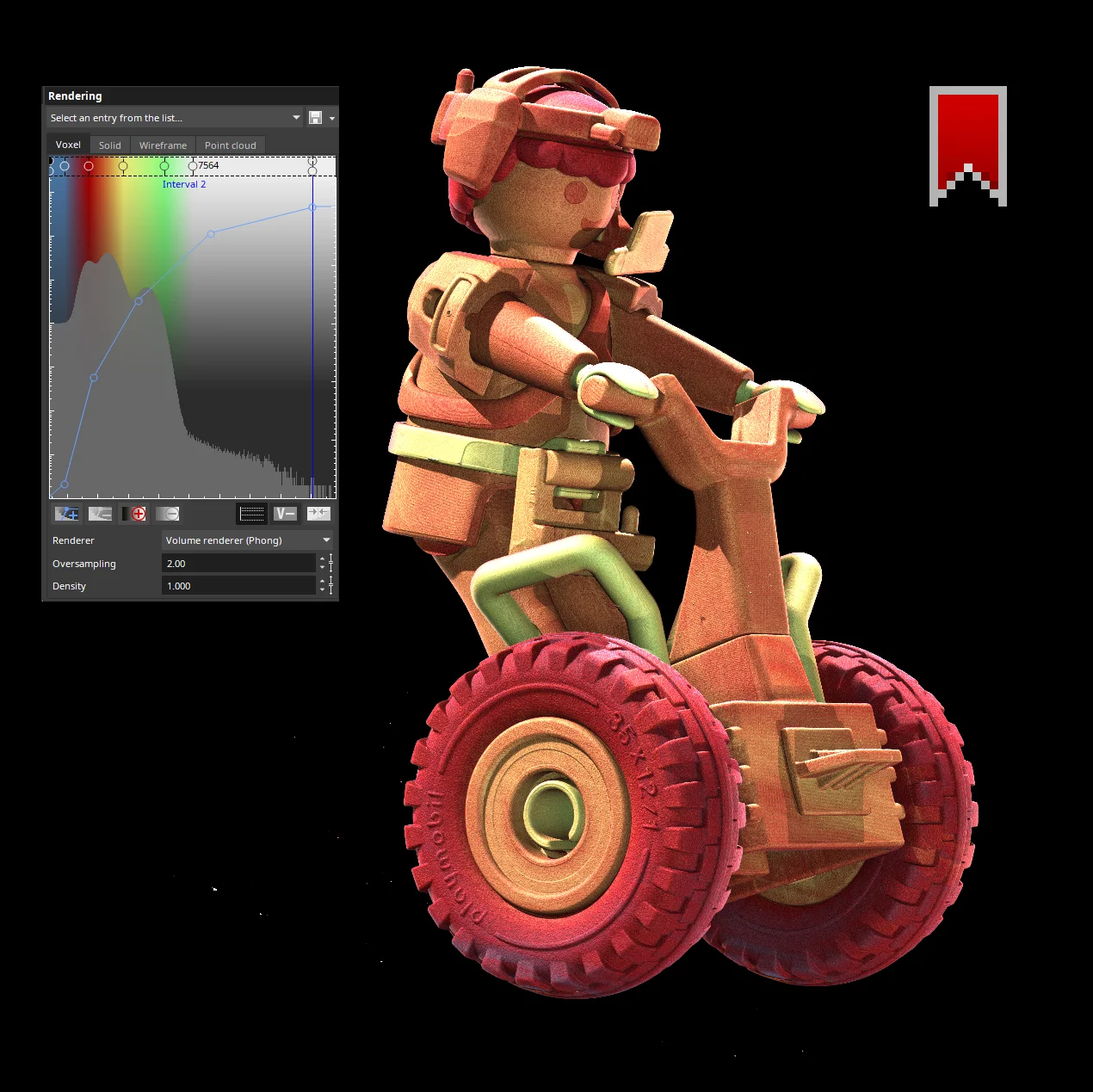 Colorful 3D rendering of the toy with the rendering settings