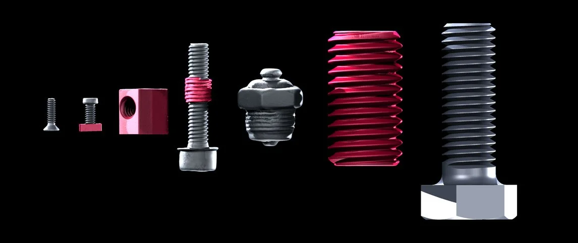 Different assortment of screws: flat heads, hex heads, and screws with nuts