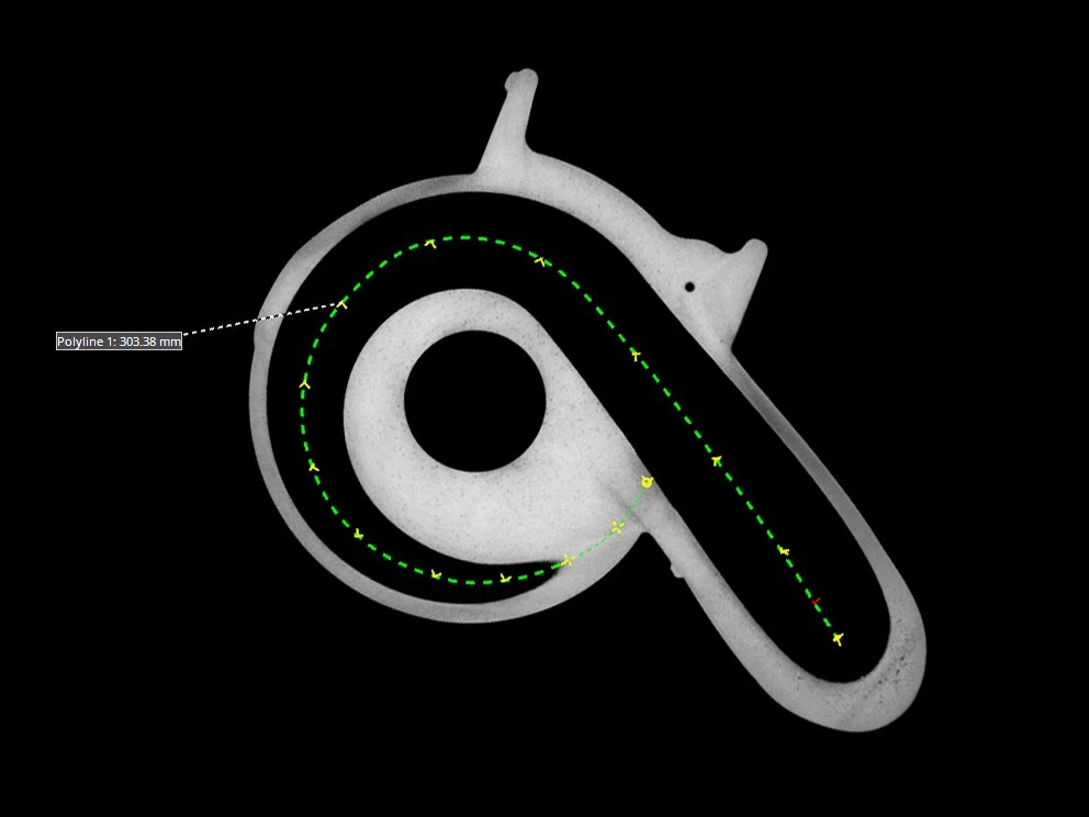 2D view of polyline along turbocharger tube