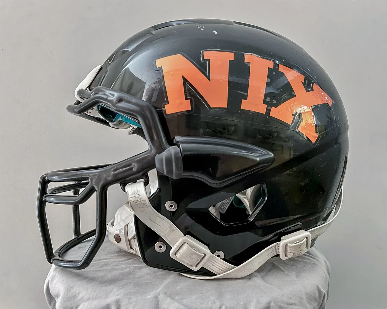 American football helmet with decal 
