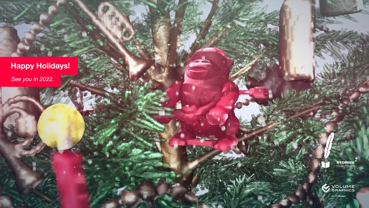 HD wallpaper with a gorilla on a Christmas tree