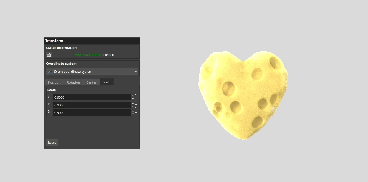 ROI scaling shown using cheese heart