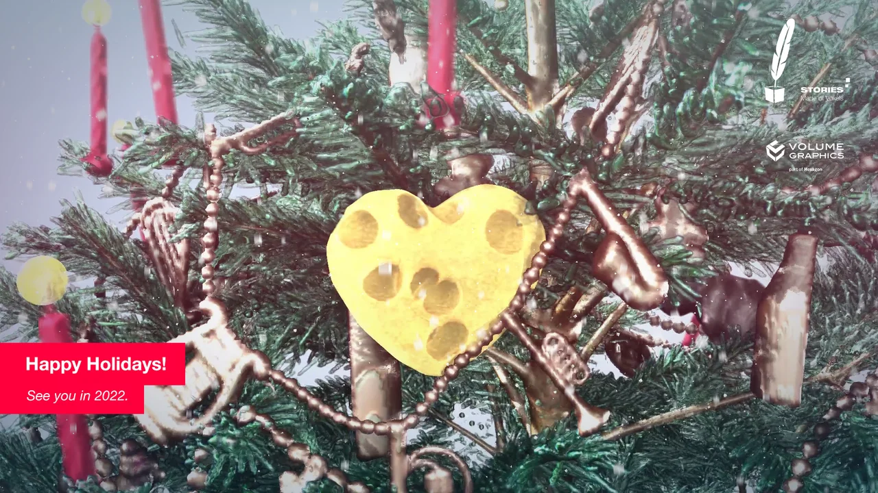 HD wallpaper with a cheese heart on a Christmas tree