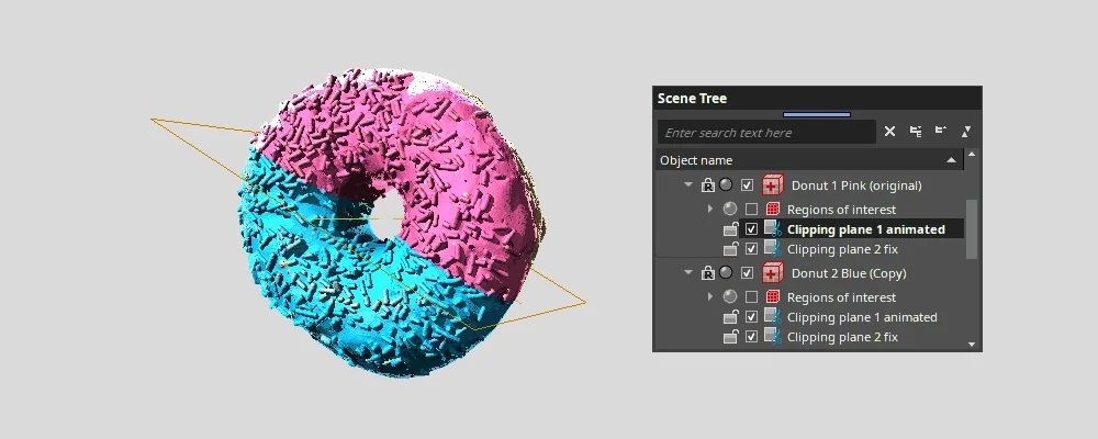 Duplicated donut with two clipping planes each